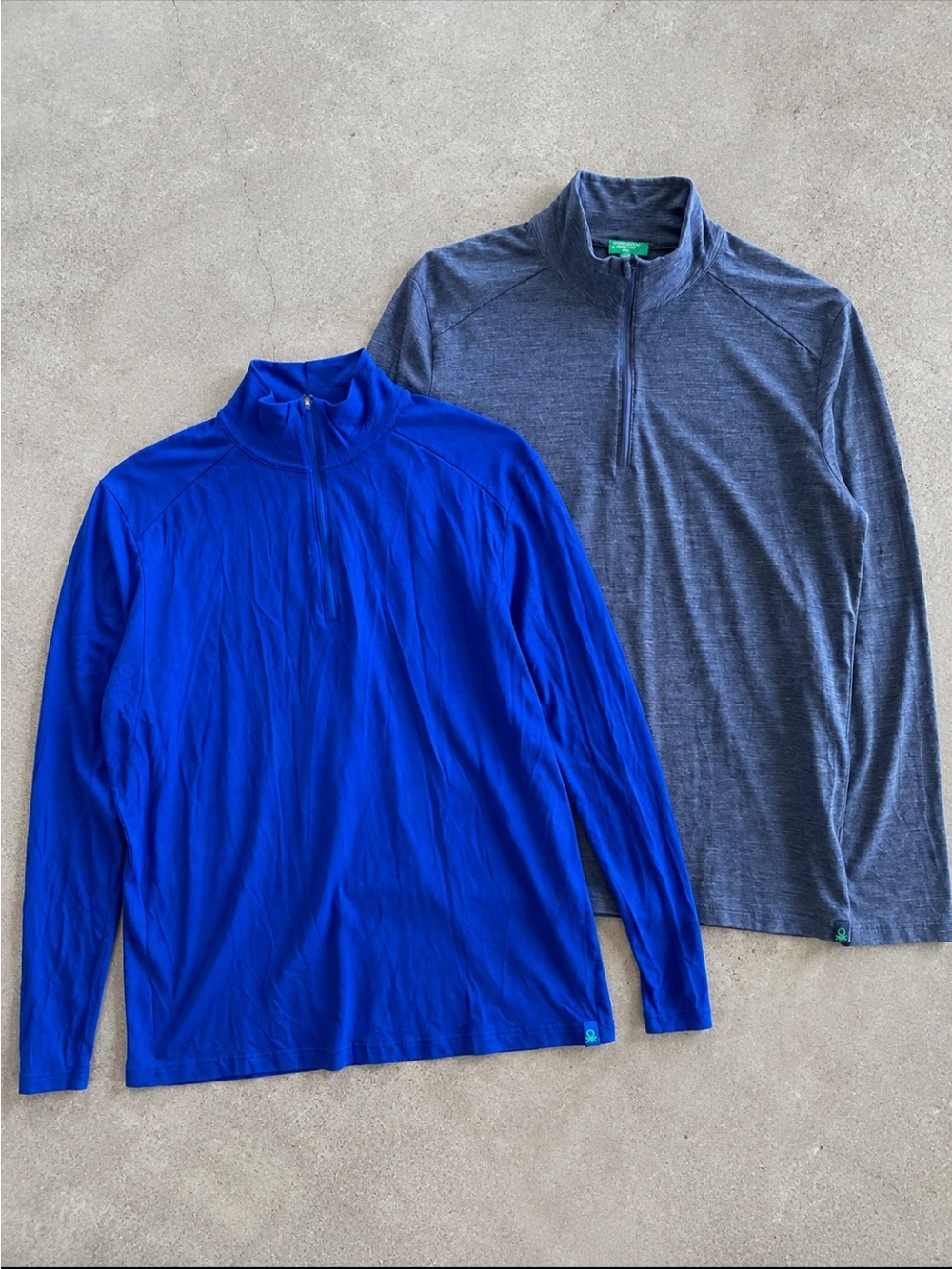 United Colors of Benetton Merino Wool 1/4 Zip Shirts L Lot of 2